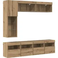 Syfax Meuble TV avec LED 7 pcs Chêne artisanal Bois d'ingénierie