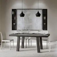 Itamoby - Table extensible 180/284x90 cm Bridge Evolution gris béton cadre et pieds anthracite