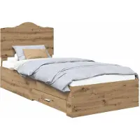 Syfax Cadre de lit Chêne artisanal 90 x 200 cm Bois d'ingénierie