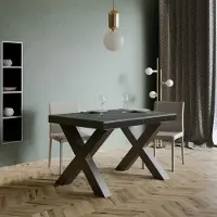 Itamoby - Table extensible 120/380x90 cm Traffic Evolution gris béton cadre et pieds anthracite