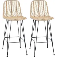 Syfax Chaise de bar 2 pcs 44 x 52 x 111 cm Rotin et métal