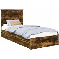 Syfax Lit de Rangement Chêne fumé 90 x 200 cm Bois d'ingénierie