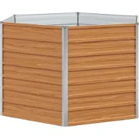 vidaXL Lit surélevé dans le jardin Marron clair 129 x 129 x 77 cm Acier galvanisé