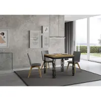 Itamoby - Table extensible portefeuille 90/180x90 cm Ghibli Libra chêne nature cadre anthracite