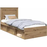 Syfax Cadre de lit Chêne artisan 75 x 190 cm Pin massif