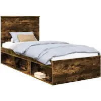 Syfax Cadre de lit Chêne fumé 90 x 200 cm Bois de pin massif