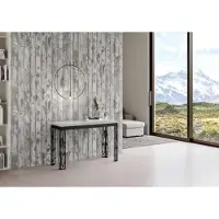Itamoby - Table extensible portefeuille 120/200x45/90 cm Ghibli Double frêne blanc cadre anthracite