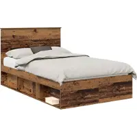 Syfax Cadre de lit Bois ancien 135 x 190 cm Bois de pin massif