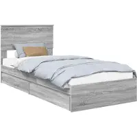 Syfax Lit de Rangement Gris Sonoma 90 x 200 cm Bois d'ingénierie