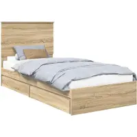 Syfax Lit de Rangement Chêne Sonoma 90 x 190 cm Bois d'ingénierie