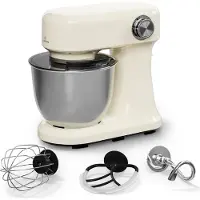 Klarstein Bella Evo Robot Pâtissier 1500W – 5L Bol Inox, 12 Vitesses, Système Planétaire, Pulse, Crochet, Fouet & Batteur, Robot Cuisine Multifonctions, Noir, Crème