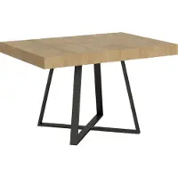 Ityhome - Table extensible 120/380x90 cm Abbraccio effet bois, chêne nature pieds anthracite