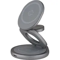 Qualo Chargeur à induction MagSafe avec fonction de support 24W gris QMLI-24-18 Chargeurs de téléphone portable