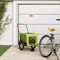 vidaXL 2025 Remorque de vélo moderne Chiens Vert et Noir Tissu Oxford & Fer - Buggys pour chiens,Design 5243825 1parcel