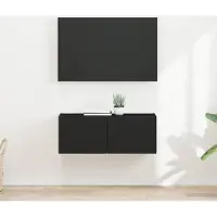 Prolenta Meuble TV mural exclusif - 2 pièces, en bois noir