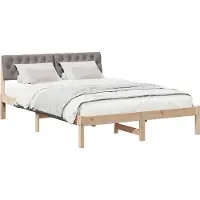 Syfax Cadre de lit Marron et taupe 160 x 200 cm Bois massif en pin