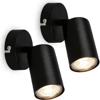 Briloner TIB Lot de 2 spots LED muraux, orientables, sans ampoule GU10, noir, Ø8x15,5 cm