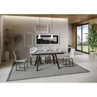 Itamoby - Table extensible 160/220x90 cm Mirhi gris béton cadre et pieds anthracite