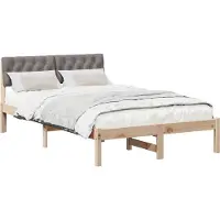 Syfax Cadre de lit Marron et taupe 120 x 200 cm Bois massif en pin
