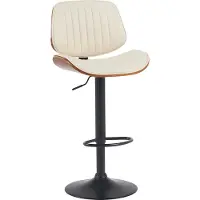 CLP Chaise de bar Clawson en similicuir noir - noyer/crème