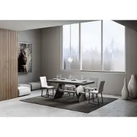 Itamoby - Table extensible 160/420x90 cm Baita Evolution gris béton cadre et pieds anthracite