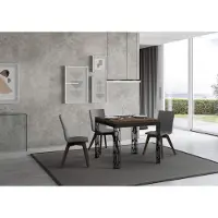 Itamoby - Table extensible portefeuille 90/180x90 cm Ghibli Libra noyer cadre anthracite