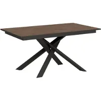 Ityhome - Table extensible 160/220x80 cm Ganty effet bois, noyer bande de chante anthracite cadre et pieds anthracite