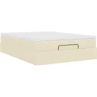 Syfax Cadre de lit ottoman avec matelas crème 140x190 cm tissu