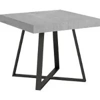 Ityhome - Table extensible 90/194x90 cm Abbraccio effet gris béton pieds anthracite