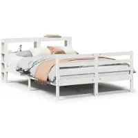 Syfax Cadre de lit avec tête de lit sans matelas blanc 150x200 cm