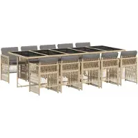 Syfax Ensemble à manger de jardin et coussins 11 pcs mélange beige