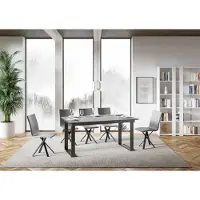 Itamoby - Table extensible 160/220x90 cm Bandos gris béton cadre et pieds anthracite