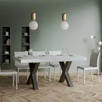 Itamoby - Table extensible 180/440x90 cm Traffic frêne blanc pieds anthracite