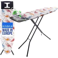 Kadax Planche à repasser 120x38 cm, table à repasser pliante avec construction stable en acier, housse résistante à la chaleur et support pour fer à repasser, réglable en hauteur (Coloré)