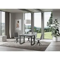 Itamoby - Table extensible 120/180x90 cm Bandos gris béton cadre et pieds anthracite