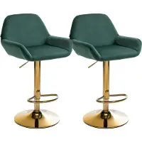 CLP Chaise de bar Braga (SET 2 pcs) - velours, base dorée - Gris foncé