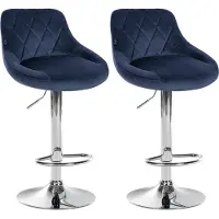 CLP lot de 2 tabourets de bar Lazio velours, couleur:vert foncé, piètement couleur:chrome