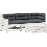 Syfax ensemble salon de jardin 4 pièces avec coussins Blanc pin massif