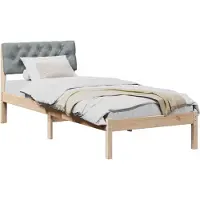 Syfax Cadre de lit avec tête de lit Marron et gris clair 75 x 190 cm