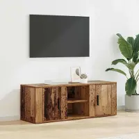 Prolenta Meuble TV exclusif - Dimensions : 100 x 31,5 x 35 cm. Matériau : bois massif recyclé et panneaux de particules