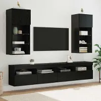 Prolenta Meubles exclusifs - 2 meubles TV muraux, finition chêne noir