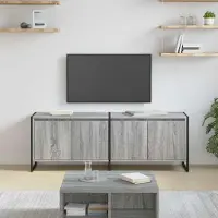 Prolenta Meuble TV exclusif - Dimensions : 140 x 36 x 49,5 cm - Matériau : panneaux de particules imitation bois Sonoma gris