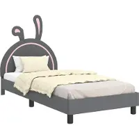 Syfax Cadre de lit pour enfants avec tête de lit Gris clair PU