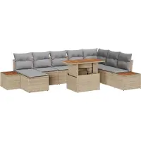 Prolenta Maison Exclusive - Ensemble de canapés de jardin, 9 pièces. Beige et gris