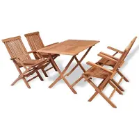 The Living Store 5-pc. Ensemble de salle à manger de jardin en teck massif