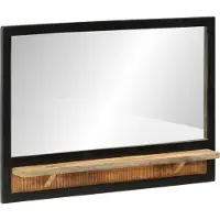 Syfax Miroir avec étagère 80x8x55 cm verre et bois massif manguier