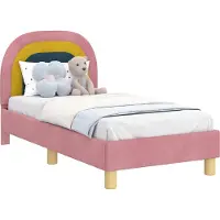 Syfax Cadre de lit pour tout-petit avec tête de lit Rose 70 x 140 cm