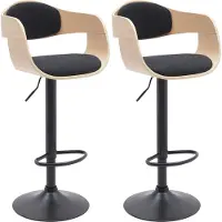 CLP 2 chaises de bar Kingston B - similicuir, structure noire - naturel/noir