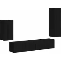 Syfax Ensemble meuble TV Montage mural 4 pcs Noir Bois d'ingénierie