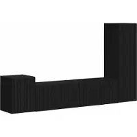Syfax Ensemble meuble TV Montage mural 4 pcs Noir Bois d'ingénierie
